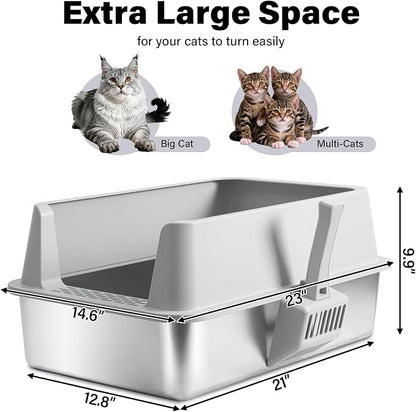Stainless Steel Litter Box, XL Metal Litter Box - Image 2