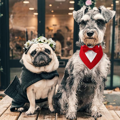 Dog Wedding Bandana, Formal Dog Tuxedo Adjustable Pet Collar - Image 5