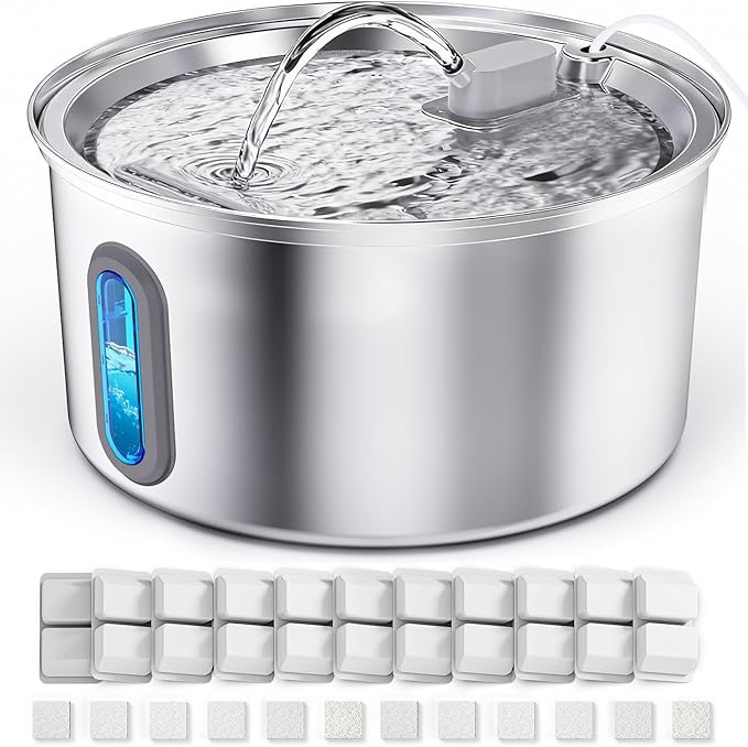 Cat Water Fountain Stainless Steel, 3.2L Cat Fountains by SoxmucCatWaterFountain