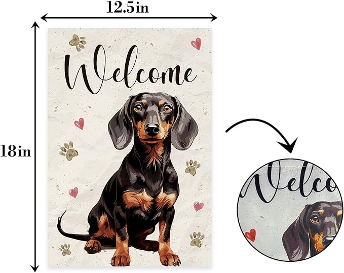 Welcome Dog Summer Garden Flag, Dog Paw Print Garden Flag, Welcome to Cute Dog - Image 2