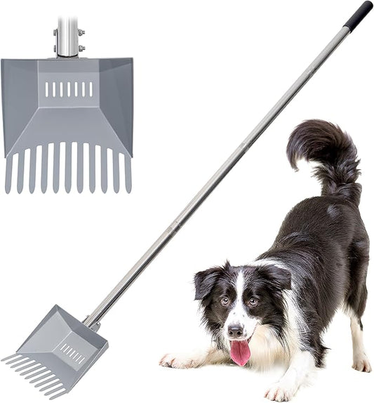Heavy Duty Pooper Scooper 66in Tempered Spring Steel Scoop Long Stainless Steel by CKLT