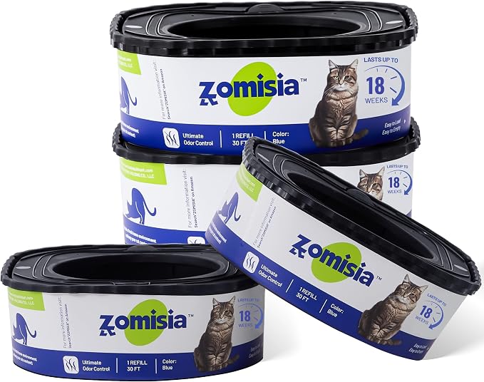 4 Pack Cat Litter Refill Bags, Non-See-Through Jumbo 120FT Cartridge Refill by Zomisia