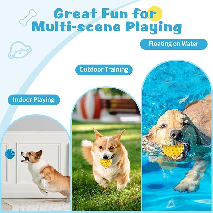 HIPPIH Indestructible Squeaky Dog Toys, Interactive Dog Balls 2 Pack, Dog Chew - Image 5