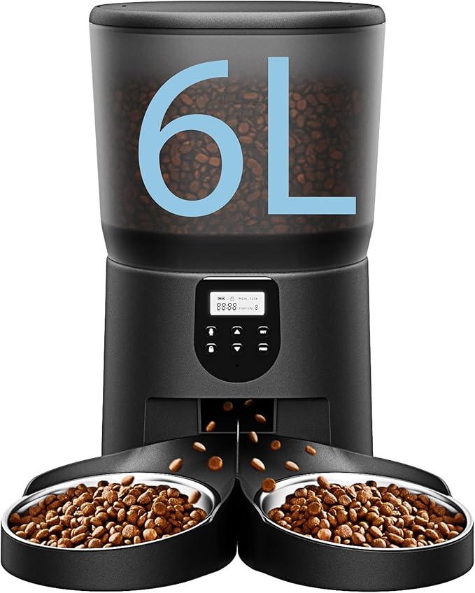 Automatic Cat Feeders for 2Cats, 6L/25cup Automatic Cat Food Dispenser by CORGOTE
