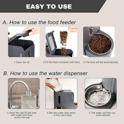 Gardner Pet Automatic Gravity Cat Food Feeder and Water Dispenser Stainless - Image 5