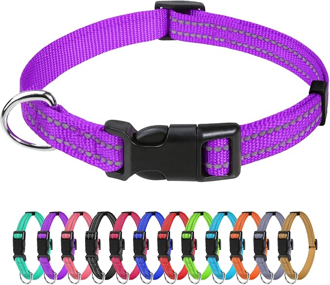 TagME Reflective Nylon Dog Collars, Adjustable Classic Pet Collar by TagME