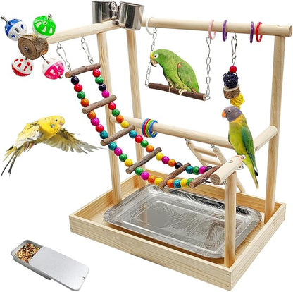 PINVNBY Bird Playground Parrot Playstand Play Gym Cockatiel Wood Bird Toys by PINVNBY