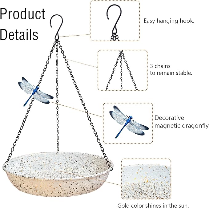 Hanging Metal White Birdbath - Image 3