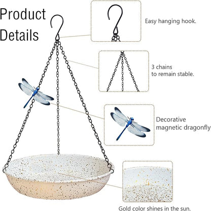 Hanging Metal White Birdbath - Image 3