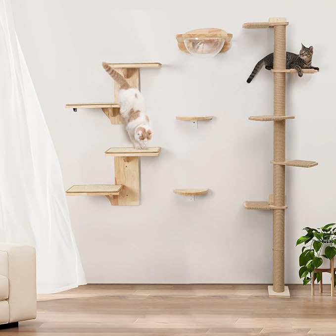 FUKUMARU Cat Wall Shelves, 2 Platform Kitten Wall Furniture, Tree Shape - Image 9