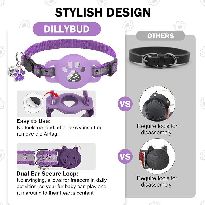 Airtag Cat Collar Breakaway, Reflective Kitten Collar - Image 8