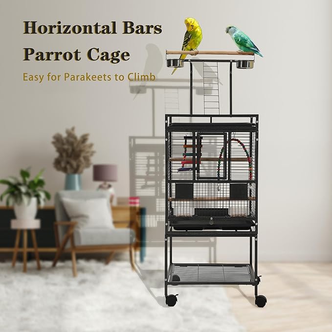 51" Small Bird Cage with Stand, Parakeet Cage, Parrot cage with Parakeet Toys - Image 3