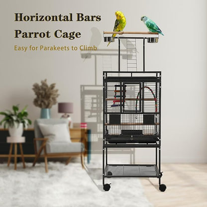 51" Small Bird Cage with Stand, Parakeet Cage, Parrot cage with Parakeet Toys - Image 3