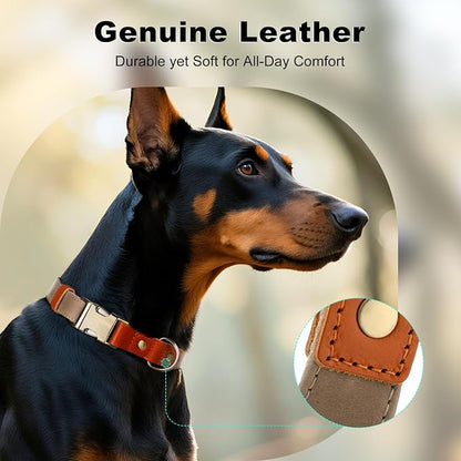 Plutus Pet Genuine Leather & Hemp Dog Collar – Adjustable Heavy Duty Pet Collar - Image 3