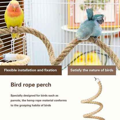 Bird Rope Perch for Parrots, Bird Cage Climbing Rope Toys Accessories, Bendable - Image 3