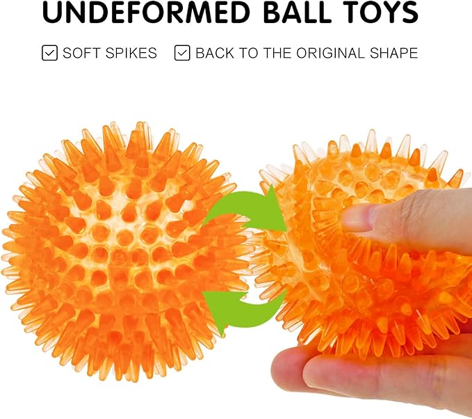 SHARLOVY Squeaky Balls for Dogs Small, Fetch Balls Rubber 3 Pack Bright Colors - Image 4
