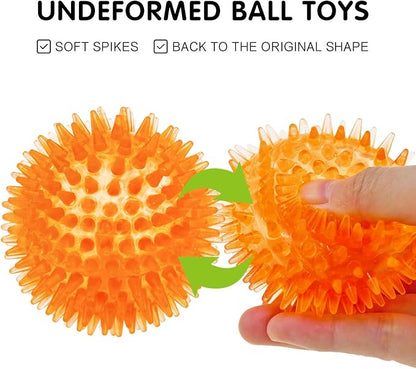 SHARLOVY Squeaky Balls for Dogs Small, Fetch Balls Rubber 3 Pack Bright Colors - Image 4