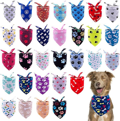 30 Pack Paw Print Bandanas Bulk by Bestwishforyou