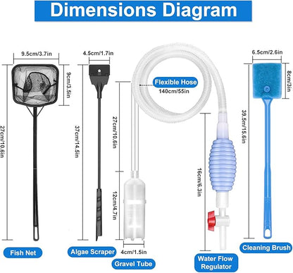 Fish Tank Cleaning Kit Set of 4 Pieces, Aquarium Siphon Algae Scraper Aquarium - Image 2