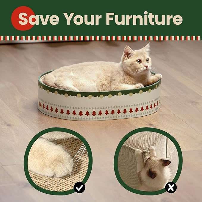 Cat Scratcher Bed, 2 in 1 Oval Cat Scratching Board - Image 5
