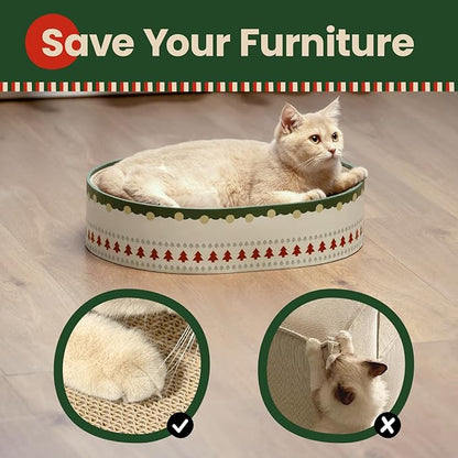 Cat Scratcher Bed, 2 in 1 Oval Cat Scratching Board - Image 5