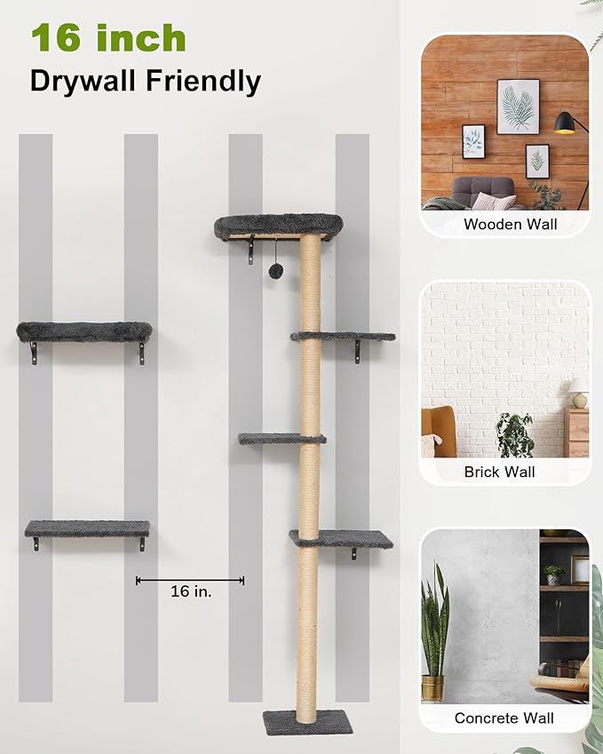 FUKUMARU Cat Wall Shelves, Stable Wall Mounted Cats Furniture Set, Kitten - Image 7