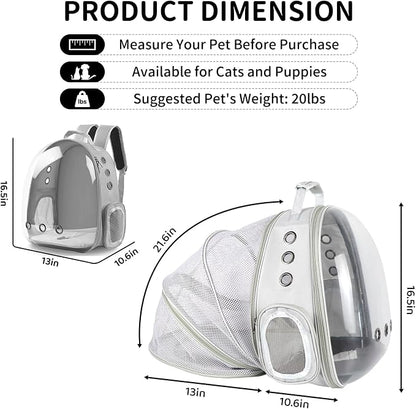 Cat Backpack Carrier, Back Expandable Pet Backpack - Image 2