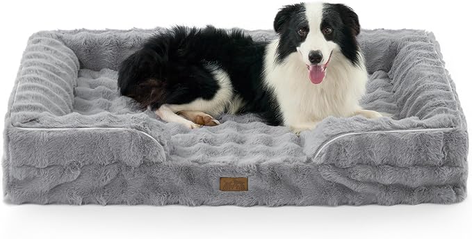 Orthopedic Dog Bed for Extra Large Dog, Soft and Warm Faux Fur Sofa for Giant by COZYKISS