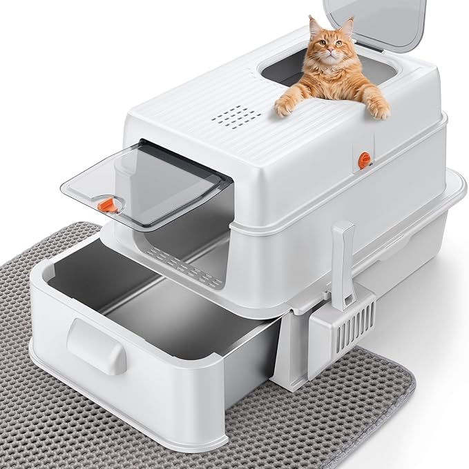 FURTIME Stainless Steel Litter Box by FURTIME