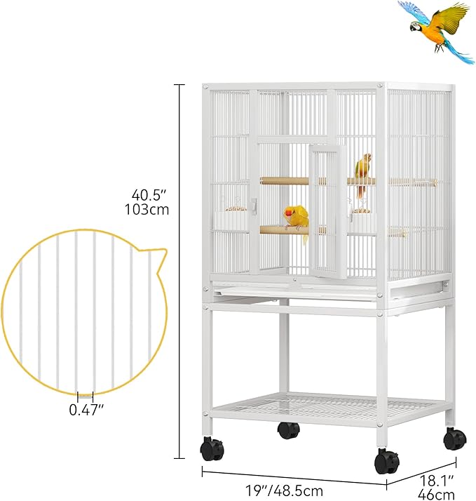 DWVO 41-inch Metal Bird Cage: Large Parrot Cages - Image 2