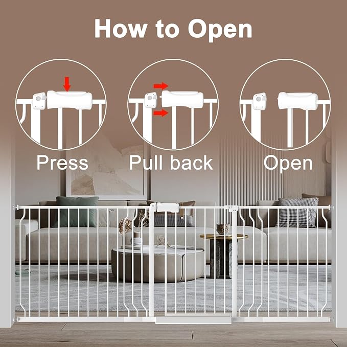 WAOWAO Baby Gate 52.76-62.2" Extra Wide Pressure Mounted Walk Through Swing - Image 3