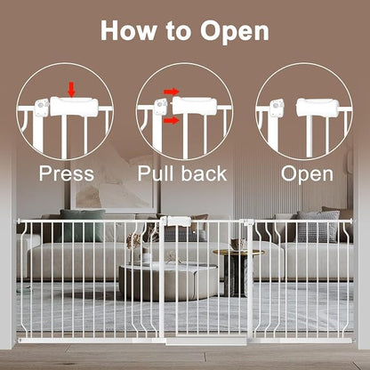 WAOWAO Baby Gate 62.20-71.26" Extra Wide Pressure Mounted Walk Through Swing - Image 3