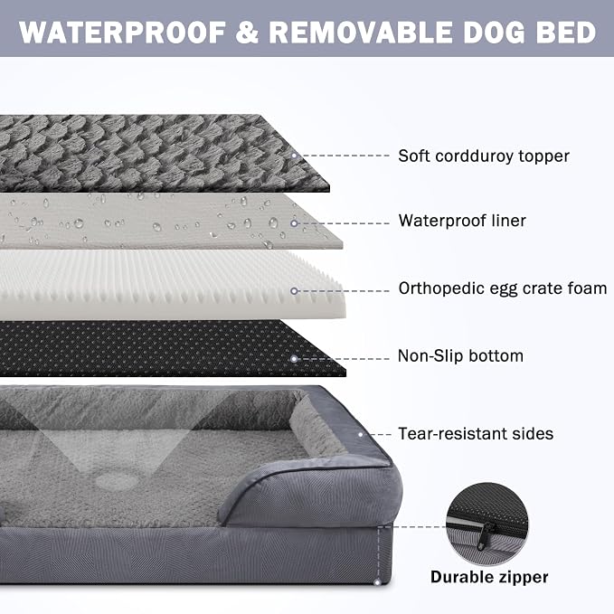 INVENHO Orthopedic Dog Beds Large Sized, XL Washable Dog Sofa - Image 4
