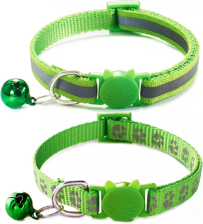 FluorescentCat Collar with Bells, Hot Pink Break Away Kitten Collar with Bells by HimyBB
