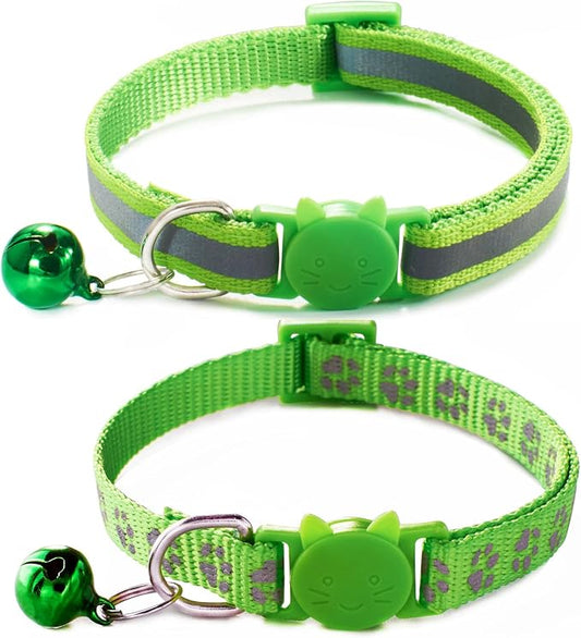 FluorescentCat Collar with Bells, Hot Pink Break Away Kitten Collar with Bells by HimyBB