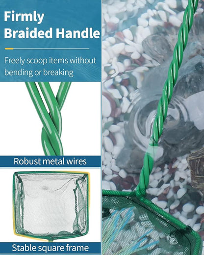 Pawfly Aquarium Fish Net with Braided Metal Handle Square Net with Soft Fine - Image 4
