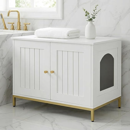 Homhedy Cat Litter Box Enclosure, Cat Washroom Furniture - Image 9