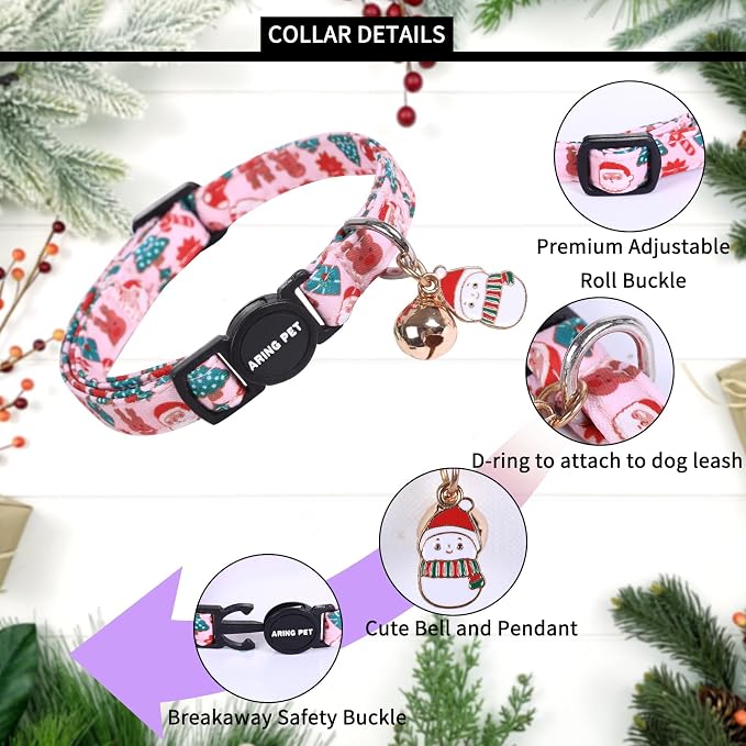 ARING PET 2 Pack Cat Collar, Christmas Breakaway Kitten Small Collars - Image 2