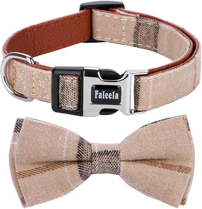 Faleela Soft &Comfy Bowtie Dog Collar, Detachable and Adjustable Bow Tie Collar by Faleela