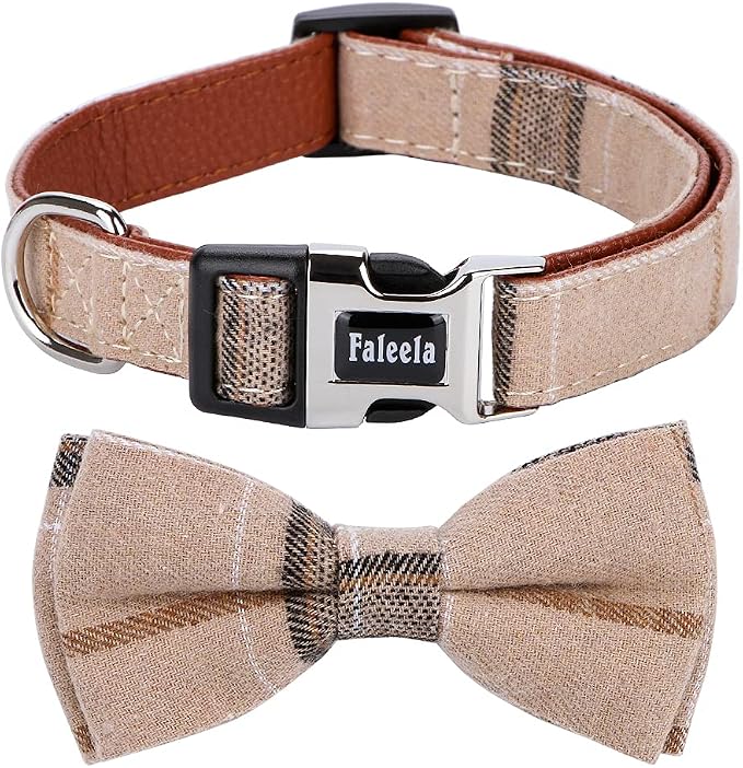 Faleela Soft &Comfy Bowtie Dog Collar, Detachable and Adjustable Bow Tie Collar by Faleela