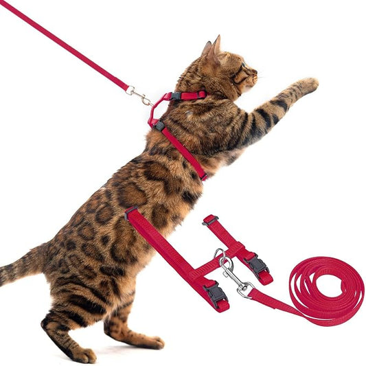 PUPTECK Adjustable Cat Harness and Leash Set Escape Proof Kitten Strap Collar by PUPTECK