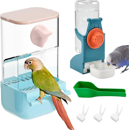 BNOSDM Automatic Bird Feeder Water Dispenser Set No Mess Bird Cage Feeders by BNOSDM