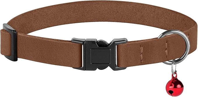 Muromto Breakaway Cat Collar Leather Soft Adjustable Pet Kitten Collars - Image 7