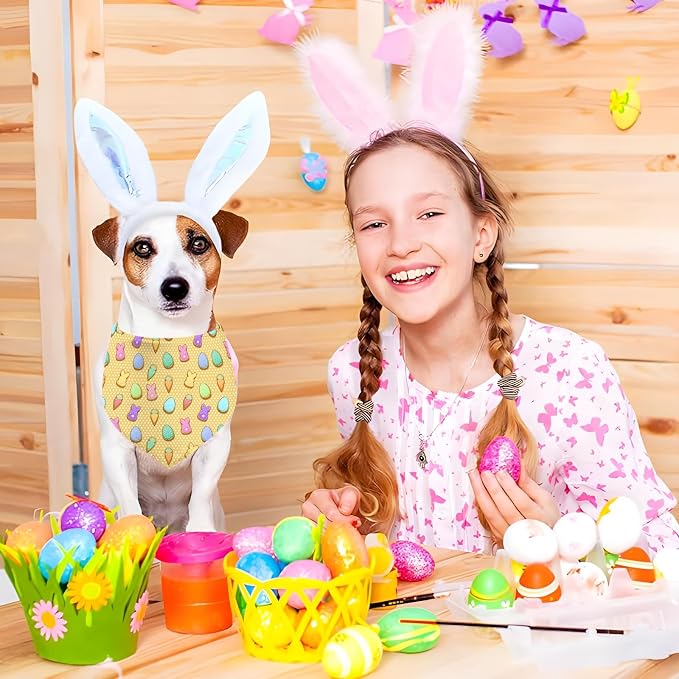 Easter Dog Bandana, 2 Pack Adjustable Holiday Party Pets Rabbit Easter Egg - Image 4