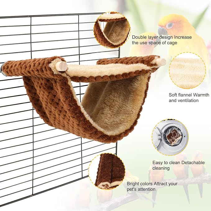 BWOGUE Winter Warm Bird Nest Bed Hanging Hammock Snuggle Hut Parrot House Tent - Image 4