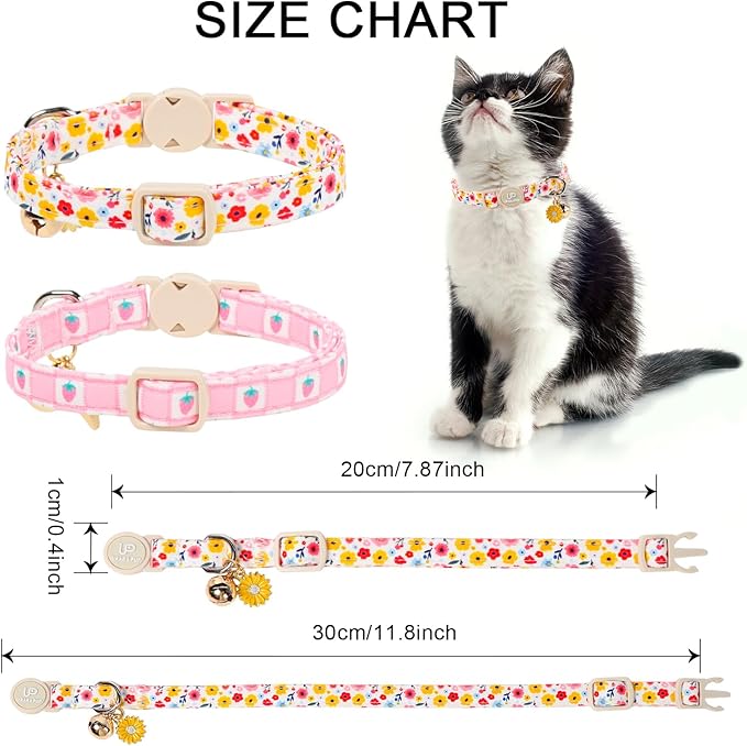 Cat Collar, Pretty Flower Kitten Collars - Image 4