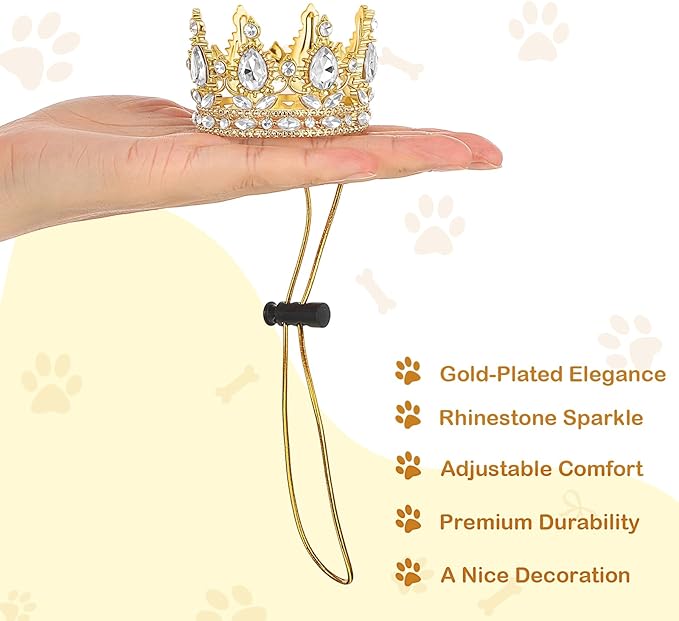 Abbylike Pet Rhinestone King Crown Small Size, Queen Crown - Image 3