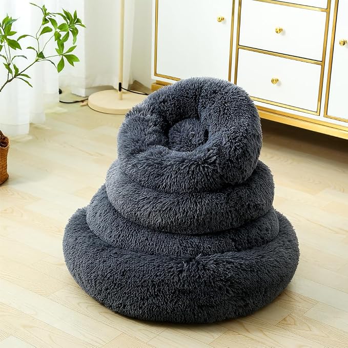 Donut Dog Bed Cat Bed Fluffy Calming Pet Bed Dog Round Bed Cat Round Bed Warm - Image 9