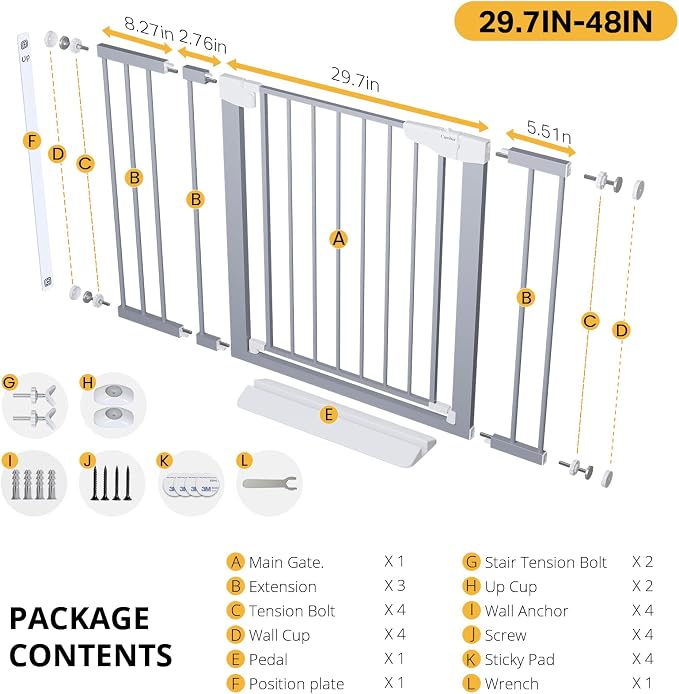 Cumbor 29.7-48" Baby Gate for Stairs, Mom's Choice Awards Winner-Dog Gates for - Image 9