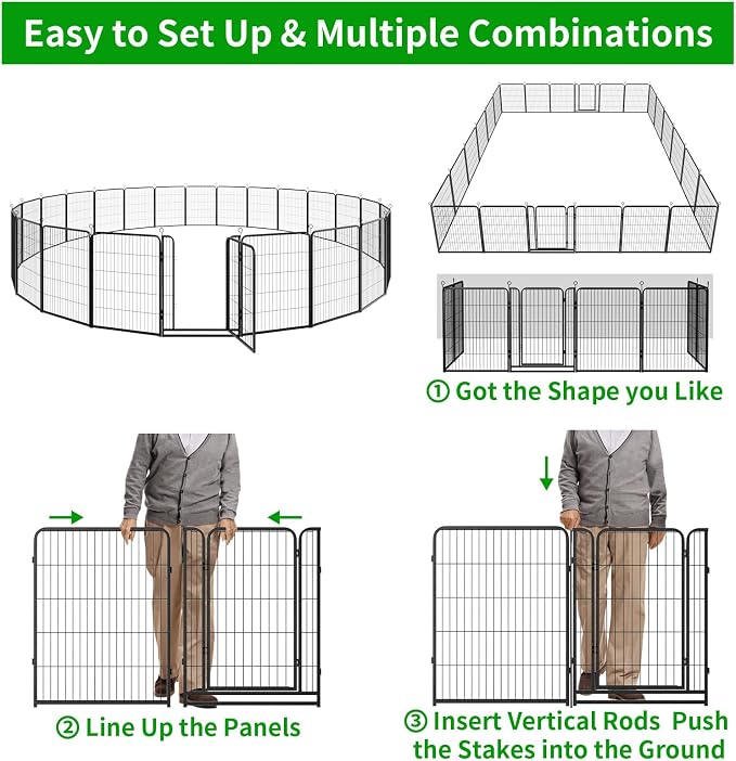 Dog Playpen Outdoor Extra Wide 24 Piece Panels Heavy Duty Dog Fence 40" Height - Image 9